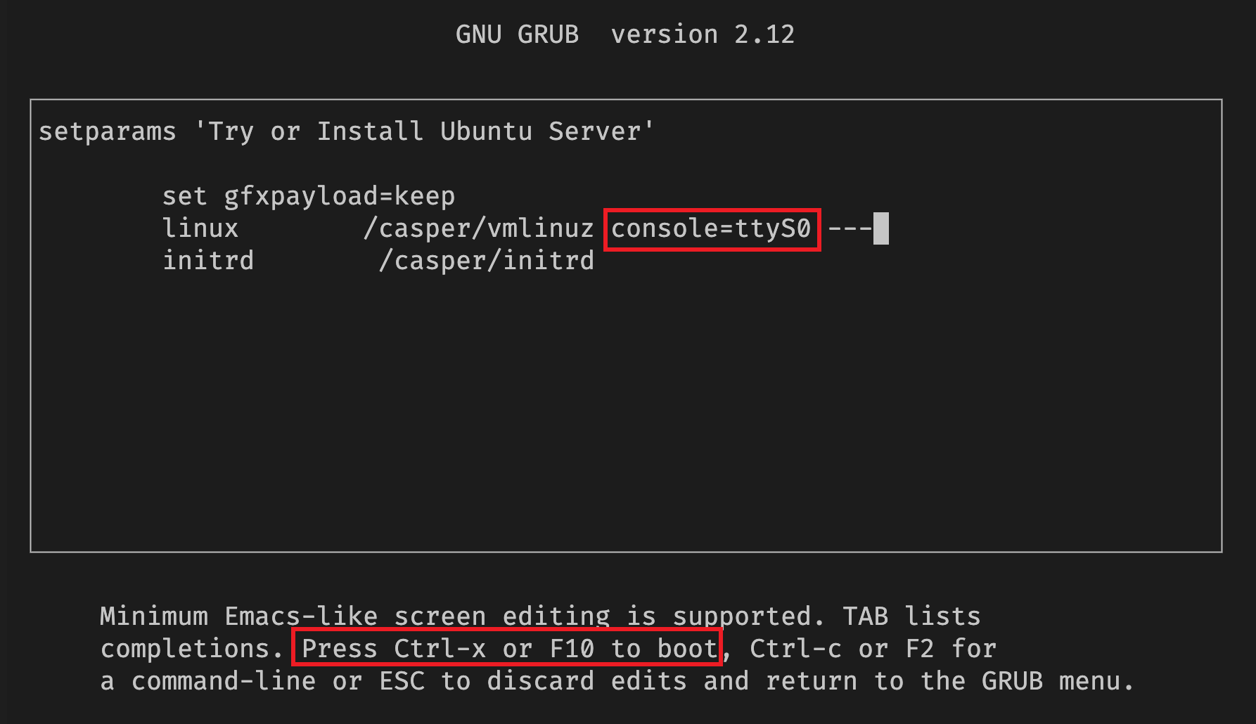 新增 console=ttyS0